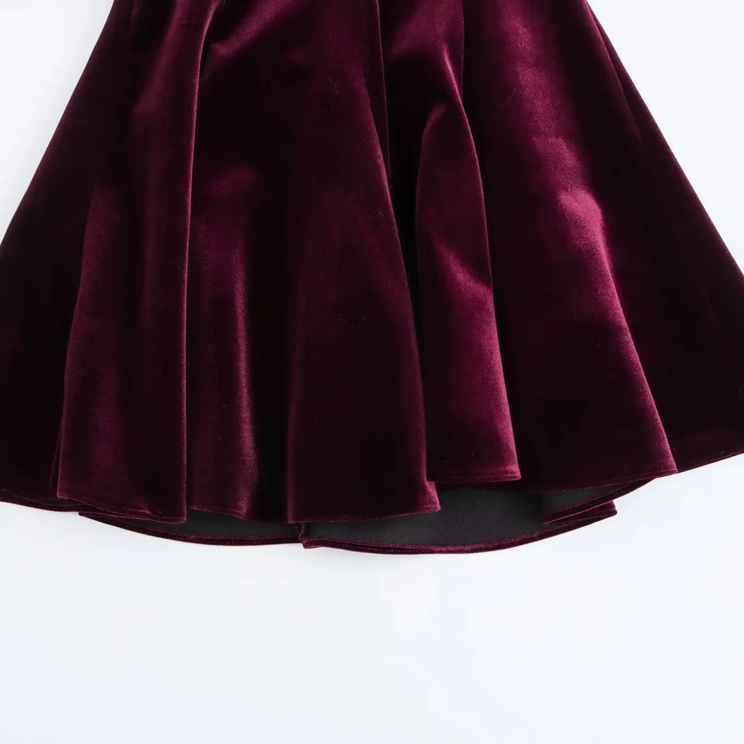 Velvet Mini Dress with A-Line Cut - Sydney