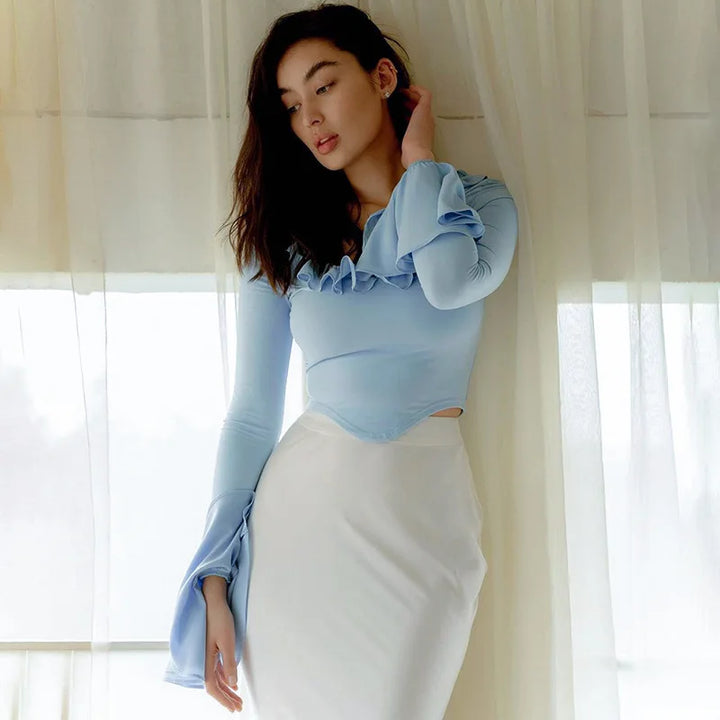 Ruffled Bell Sleeve Shirt - Gali