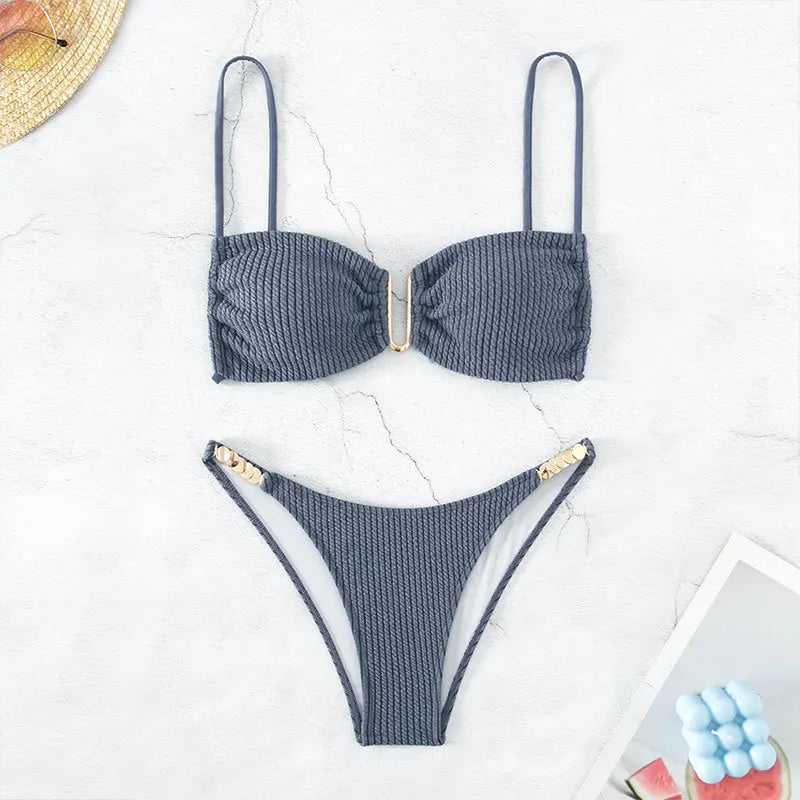 Bikini with gold buckle decoration - Maureen
