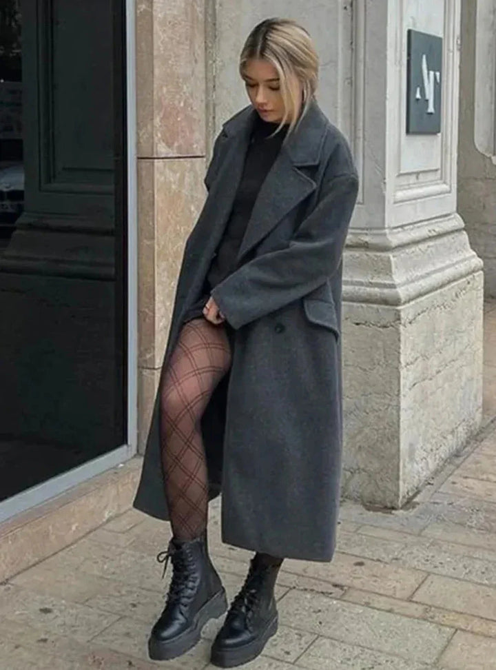 Long Tailored Wool Coat with Button Details - Paris