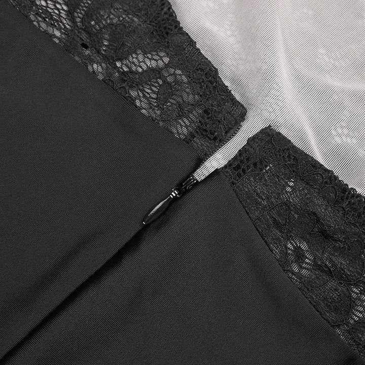 Maxi Dress with Ruching, Collar Cut, Opaque Lace Design, and Open Back - Elliana