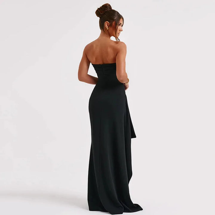 Strapless Maxi Dress with Deep Slit - Luciana