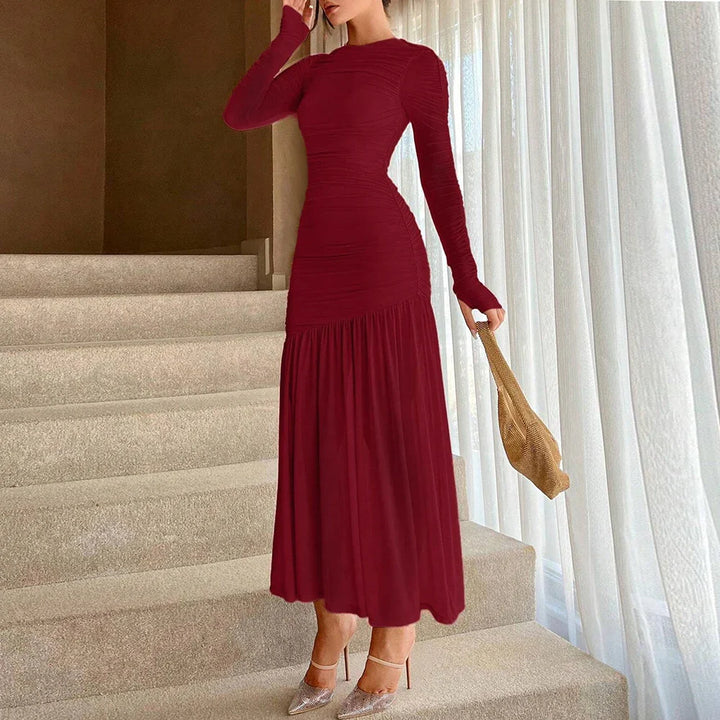 Chiffon Maxi Dress with Ruching Design - Esperanza