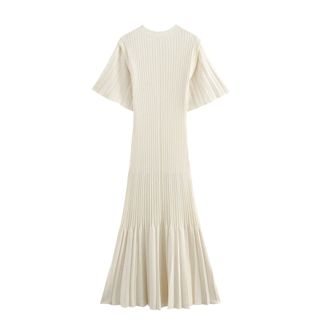 Midi Knitted Dress with French Vintage Design - Mimi