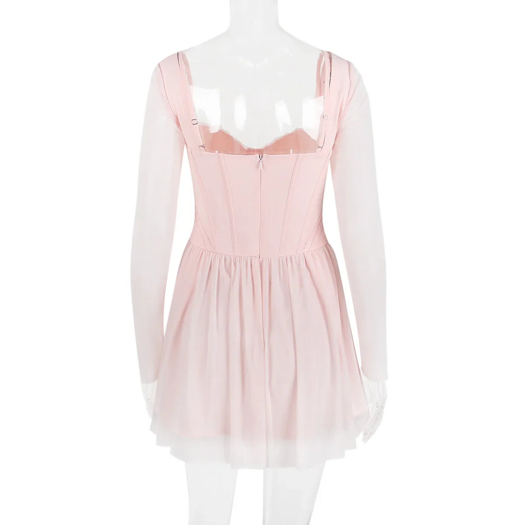Chiffon mini dress with corset design - ROSIE
