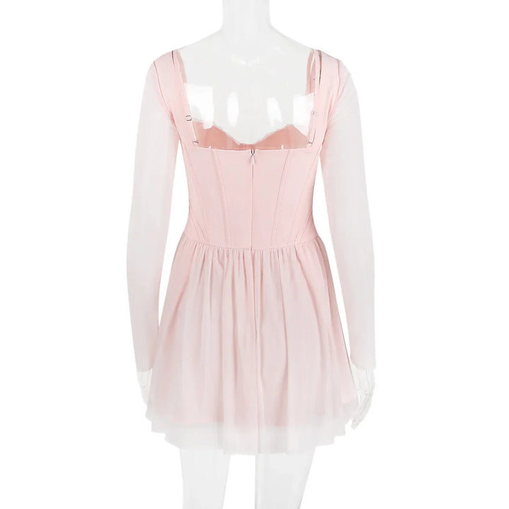 Chiffon mini dress with corset design - ROSIE