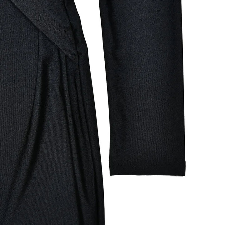 Fitted long jumpsuit with shaping fabric, deep V neckline, and cross decoration - Laini