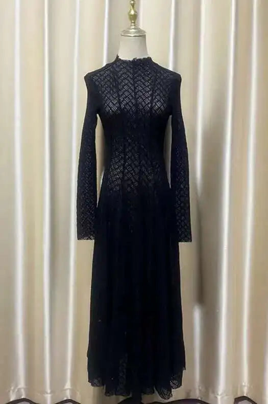 Elegant evening maxi dress with woven A-line design - Libby