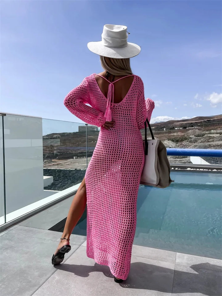 Mesh Maxi Beach Dress with Slit Design - Miranda