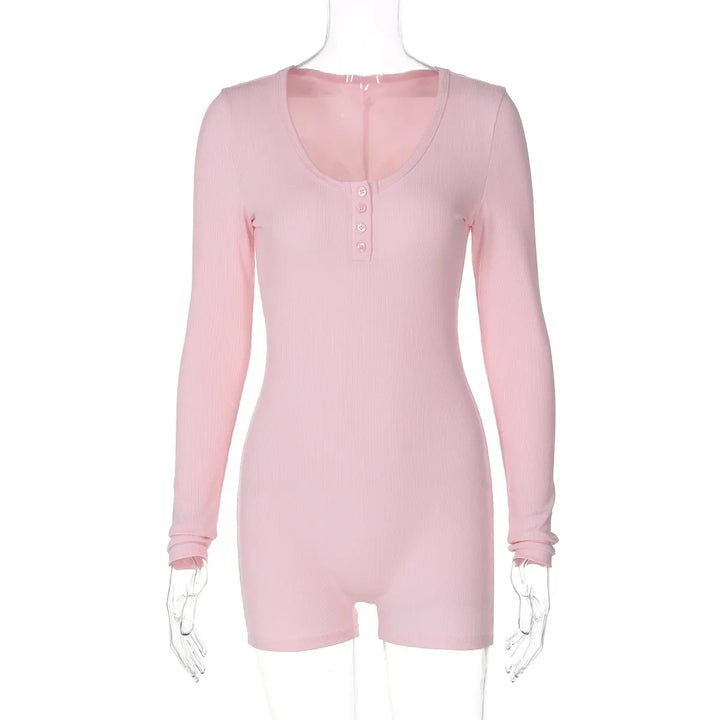 One-Piece Knitted Jumpsuit with Button Detail - Lauren