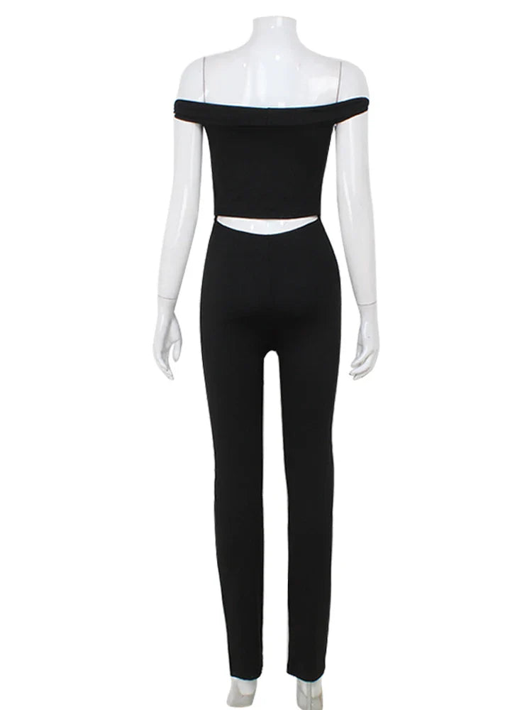 Long jumpsuit with off-shoulder design - May
