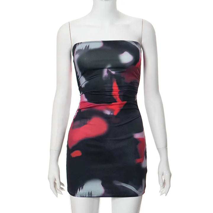 Tie-Dye Strapless Bodycon Mini Dress - Tom