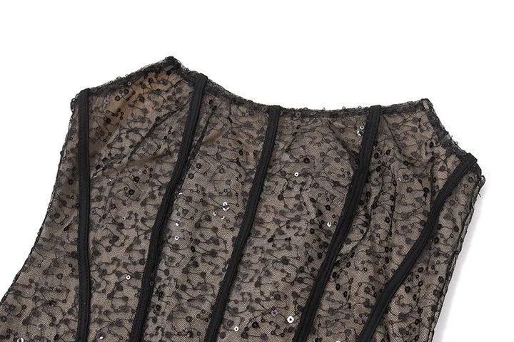 Strapless mini dress with corset design and sequin detail - VALENTINA