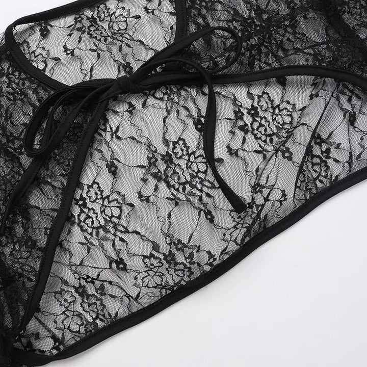 Lace corset top with lace sleeve decoration - Mila