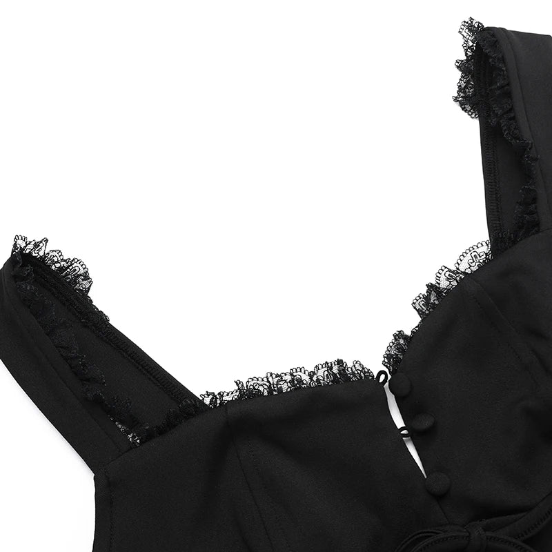 A-line mini dress with button decoration and chest tie - Marom