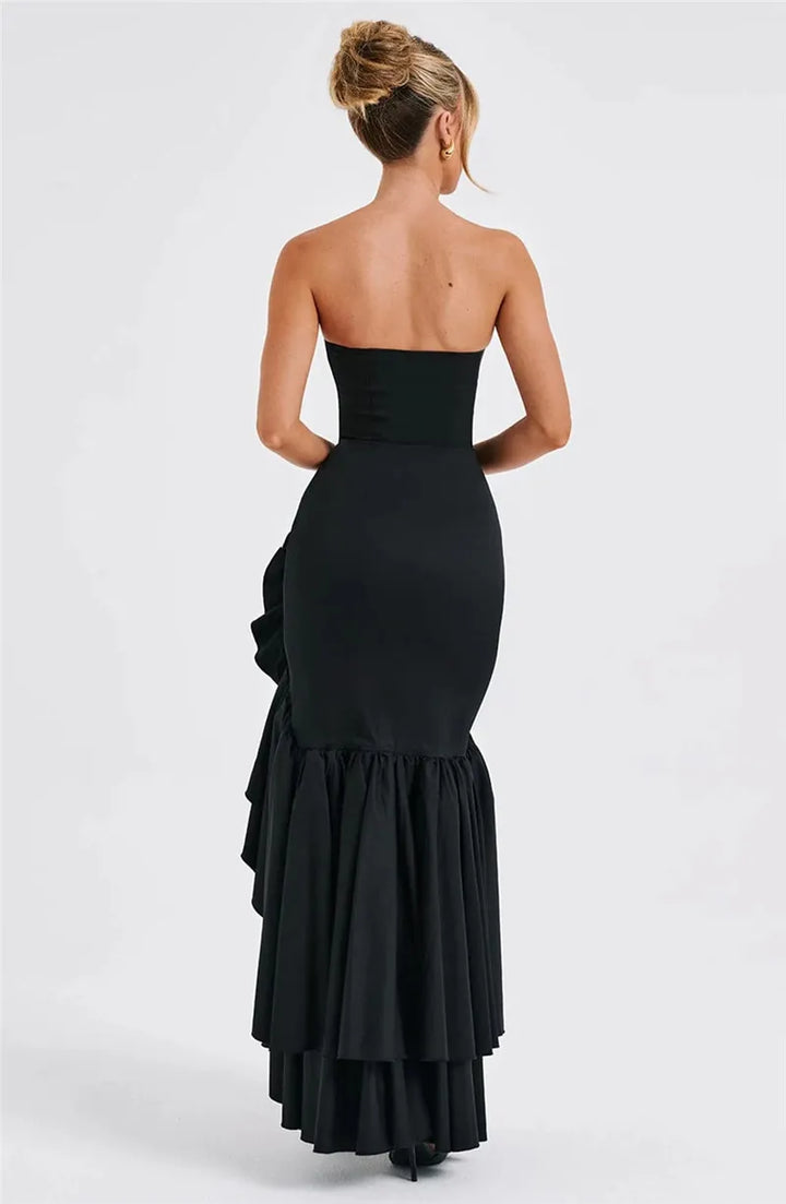 Maxi strapless ruffled dress with slit design - Rita