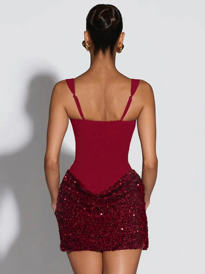 Mini Dress with Sequin Design - Rozan