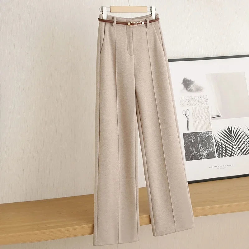 Tailored Wool Pants with Elegant Belt Detail