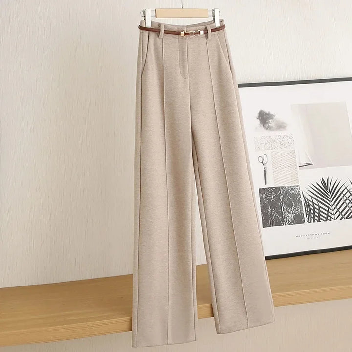 Tailored Wool Pants with Elegant Belt Detail