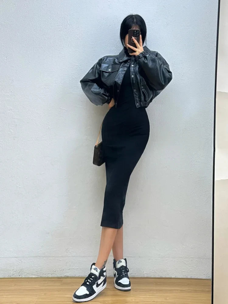 Fitted Knitted Midi Dress with Turtleneck - Kira