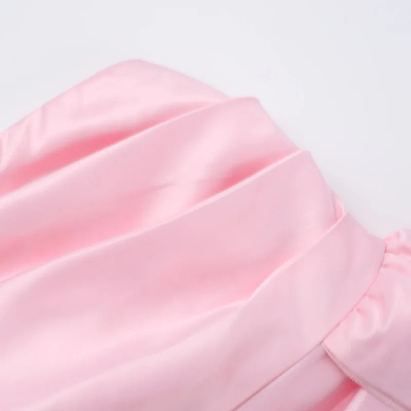 Strapless Satin Mini Dress with Train Detail - Maggie