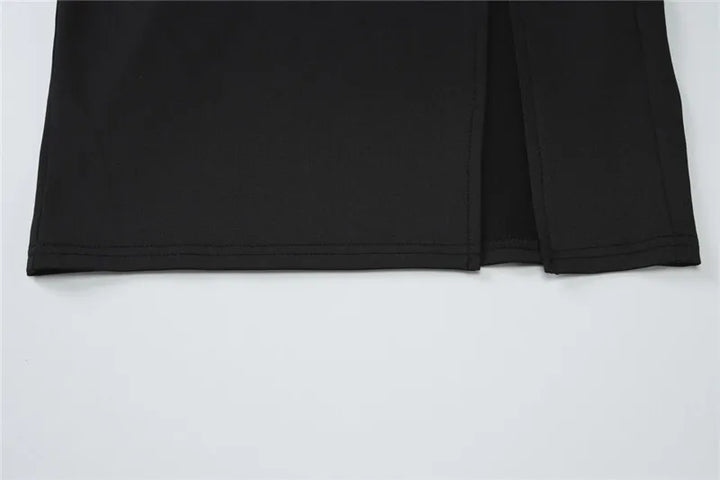 Maxi Dress with Ruching, Turtleneck, and Deep Slit - Sasha