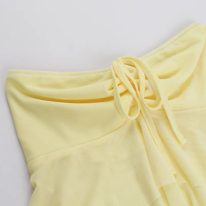 Two-Piece Set with Strapless Top and Maxi Skirt with Ruffle Detail - Sunny