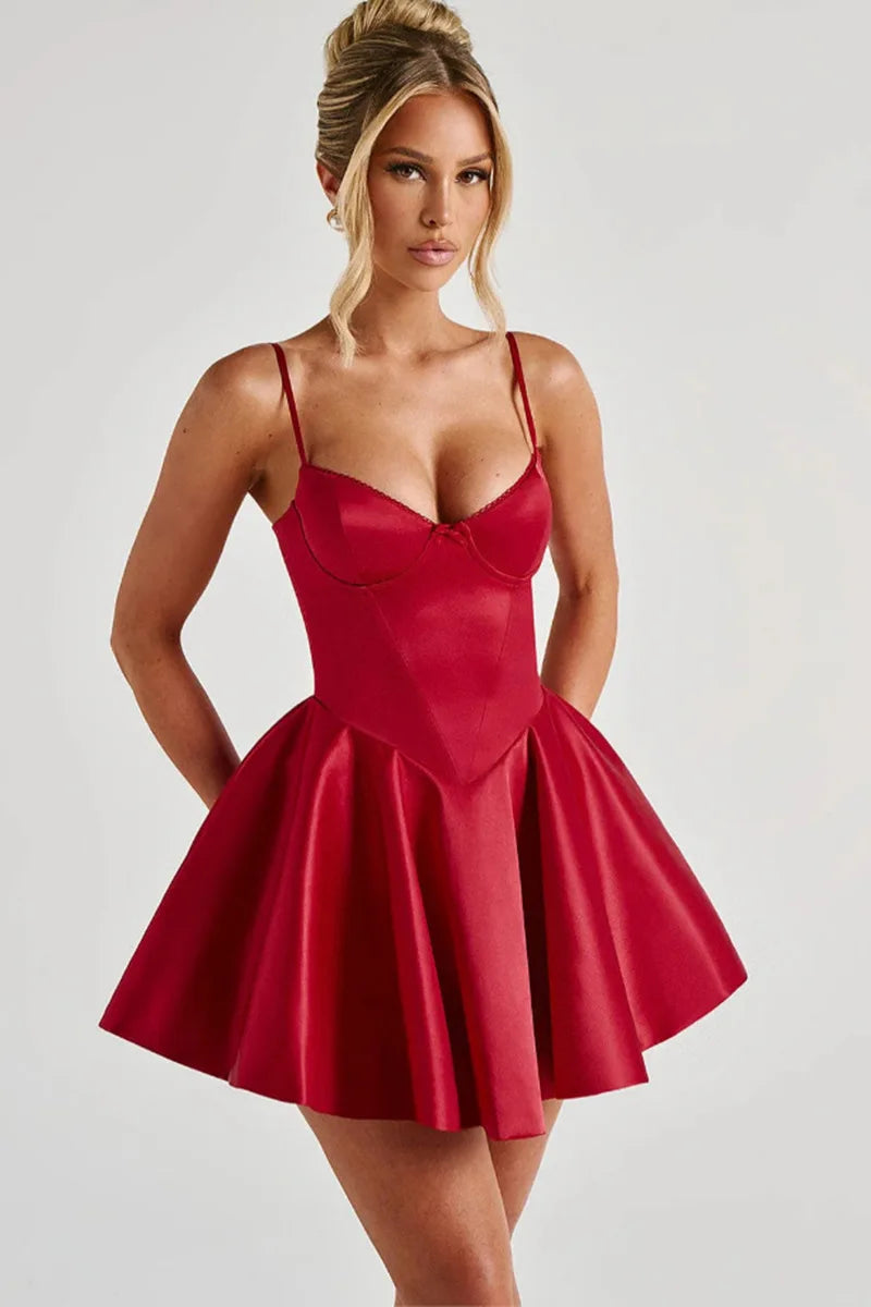 A-line Satin Mini Dress - Tiffany