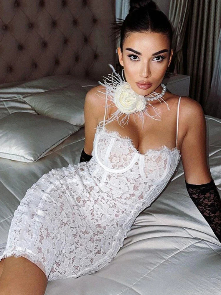 Lace Mini Dress - Chili