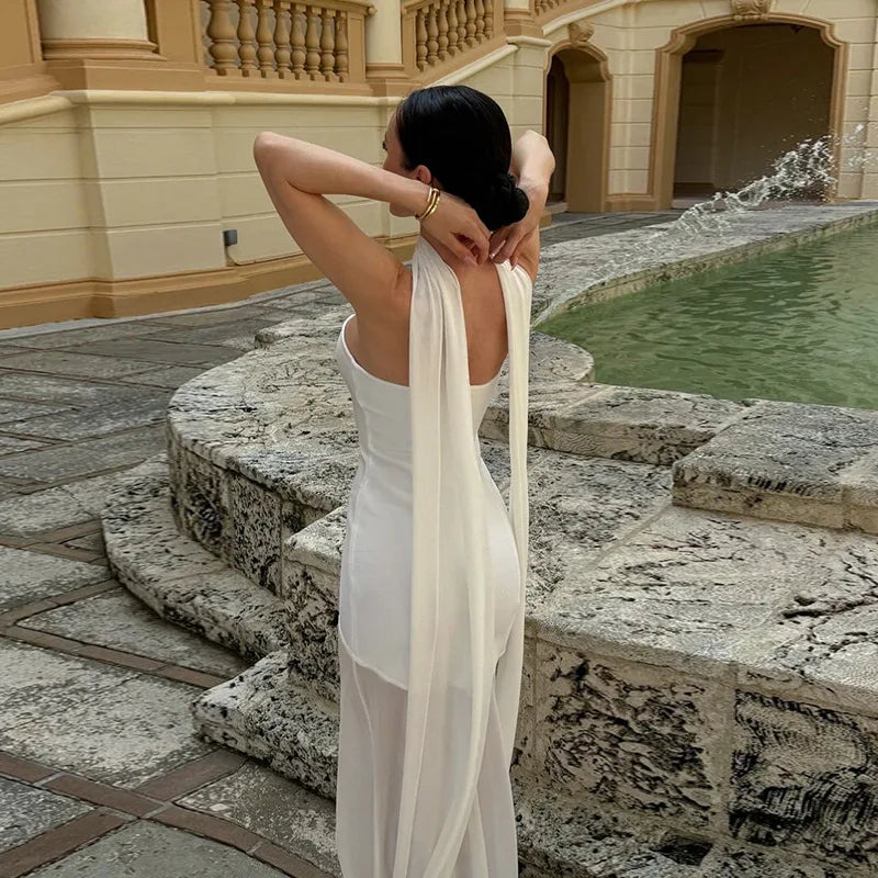 One-Shoulder Chiffon Maxi Dress - Melania