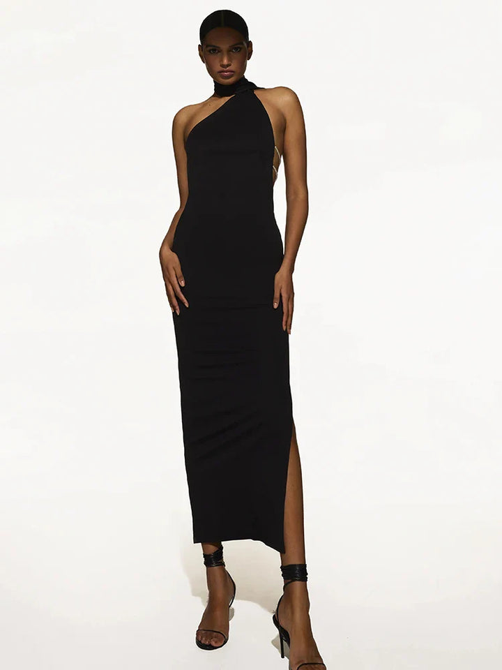 Maxi Dress with Chain Detail on Back and Neck Tie - Annalise