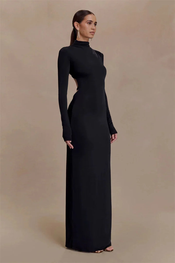 Maxi dress with open back and buckle decoration - TAHIL