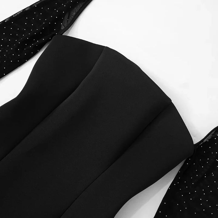 Mini Dress with Glitter Mesh Sleeves - GADE