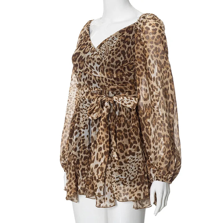 Mini Dress with Ruffle and Open Sleeves - Hallel