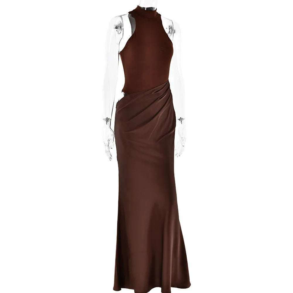 Maxi Dress with Fitted Bodysuit and Satin Skirt - Maris