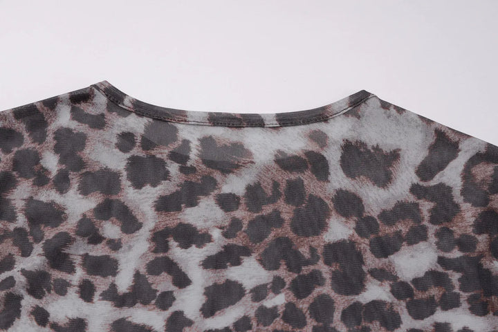 Leopard Chiffon Mini Dress with Opaque Hem - LEO