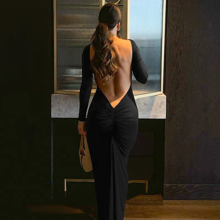Fitted maxi dress with open back - Kiki