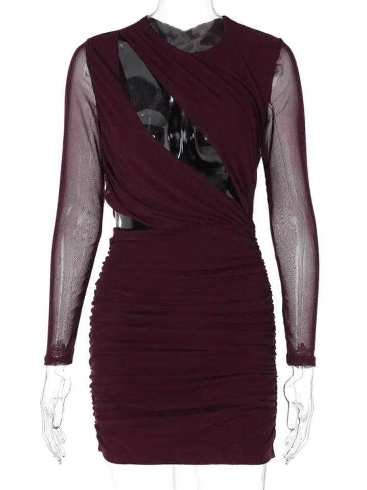 Ruched mini dress with cutouts and mesh sleeves - Hagar