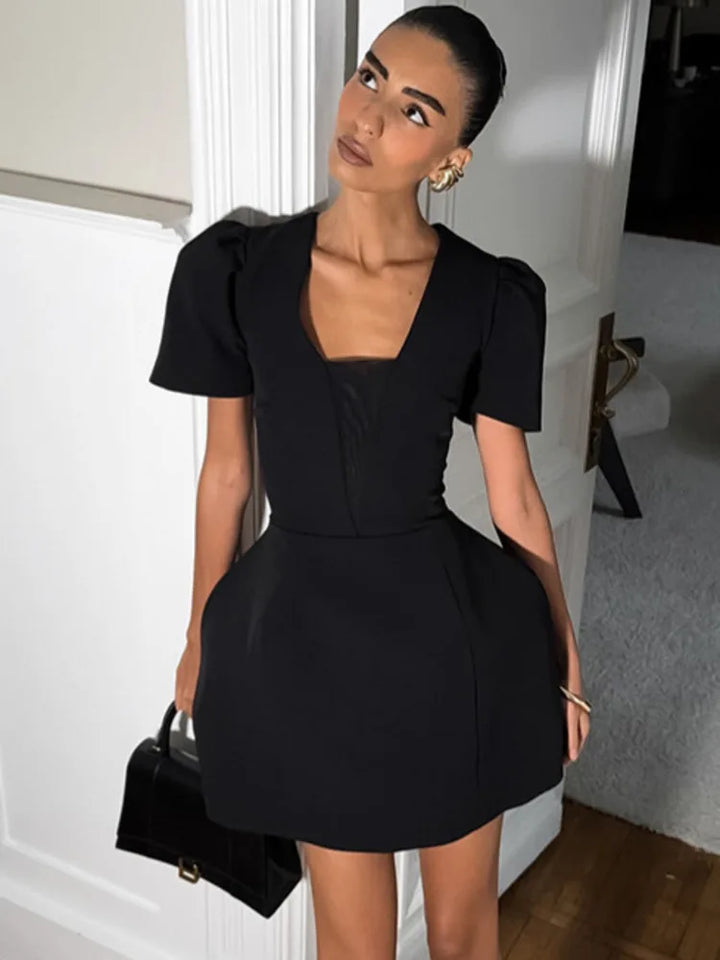 Tailored mini dress in A-line cut - FELISIANA
