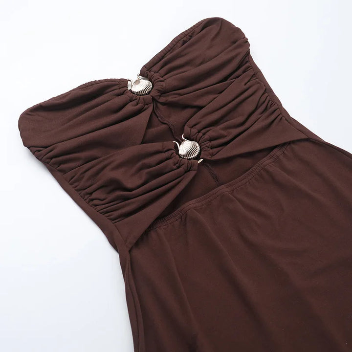 Summer strapless mini dress with shell buckle detail - Playa