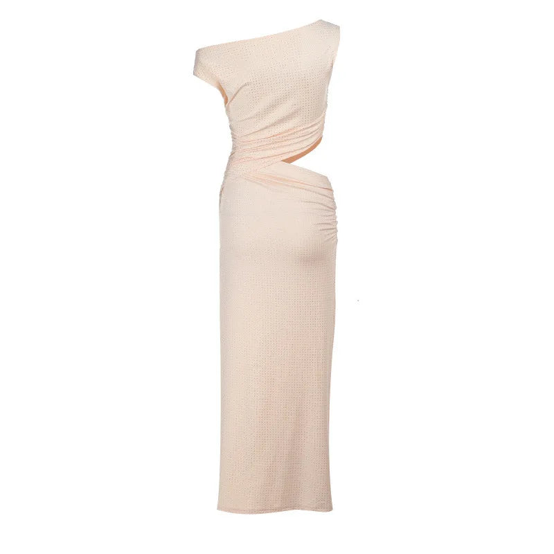 Maxi Dress with Glittering Sequins, Cutout and Slit Design - Orina