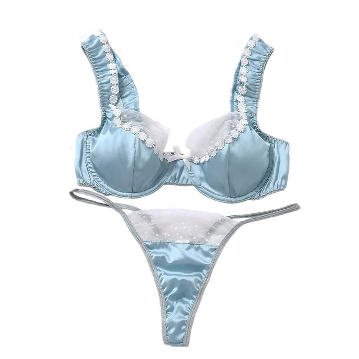 Satin Lingerie Set with Lace Detail - Adaline