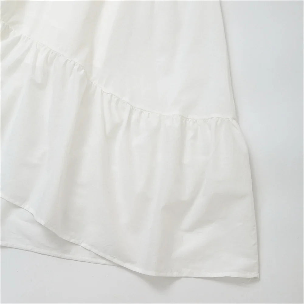 Ruffled Maxi Dress with A-Line Cut and Tie Straps - Allie