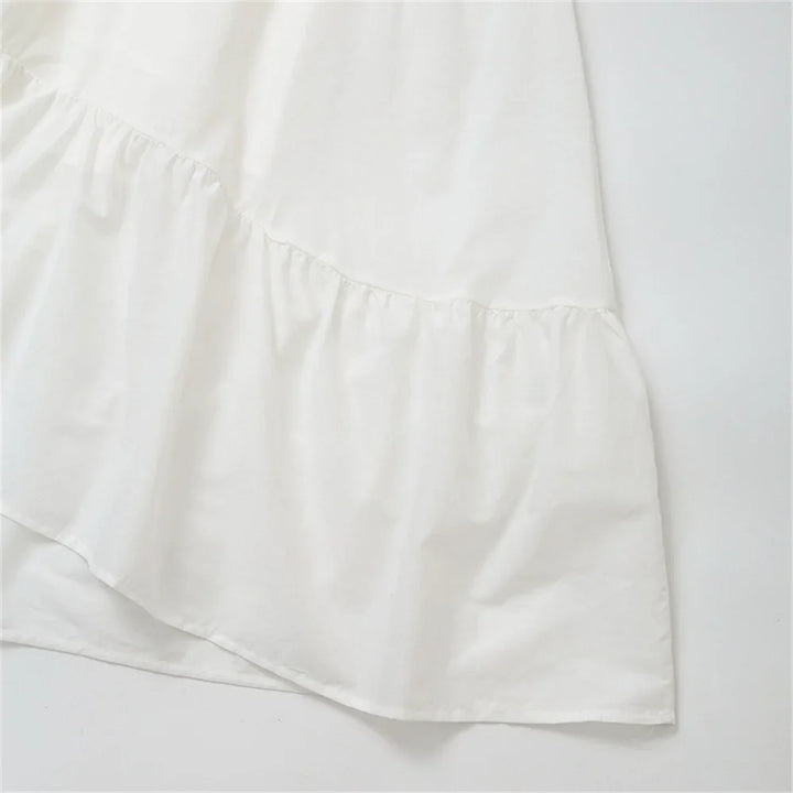 Ruffled Maxi Dress with A-Line Cut and Tie Straps - Allie