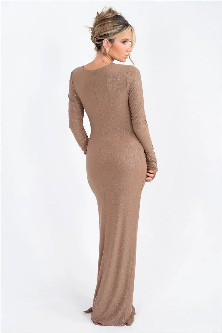 Sequin maxi dress with ruching design - Nofya