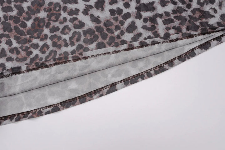Leopard Chiffon Mini Dress with Opaque Hem - LEO