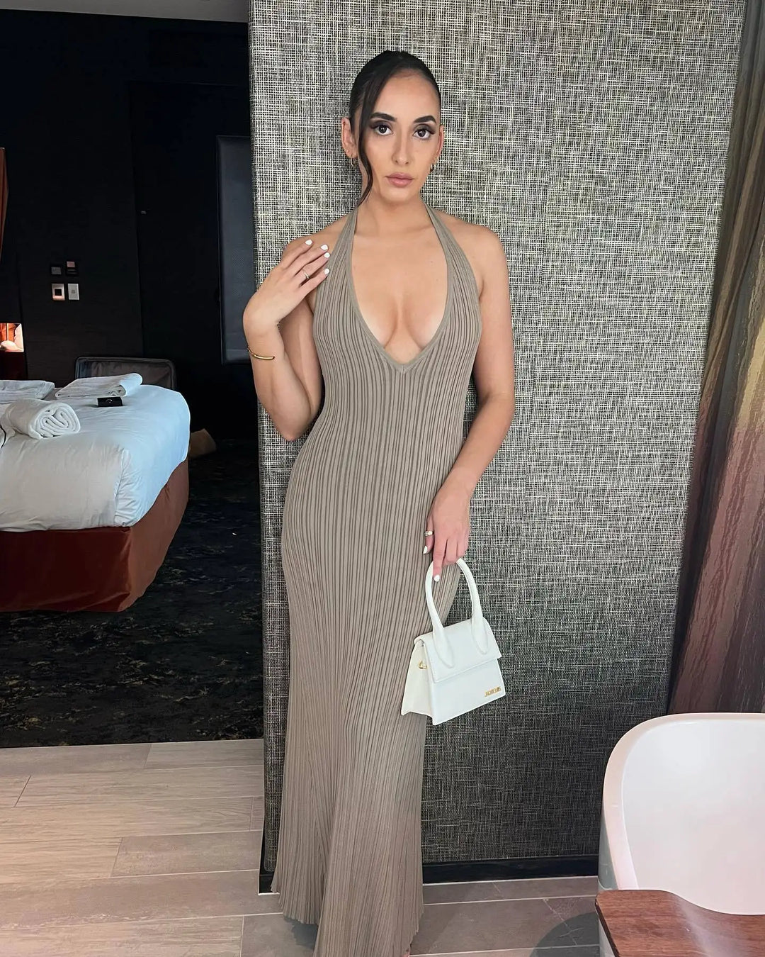 Knitted Maxi Dress with Open Back - Sol