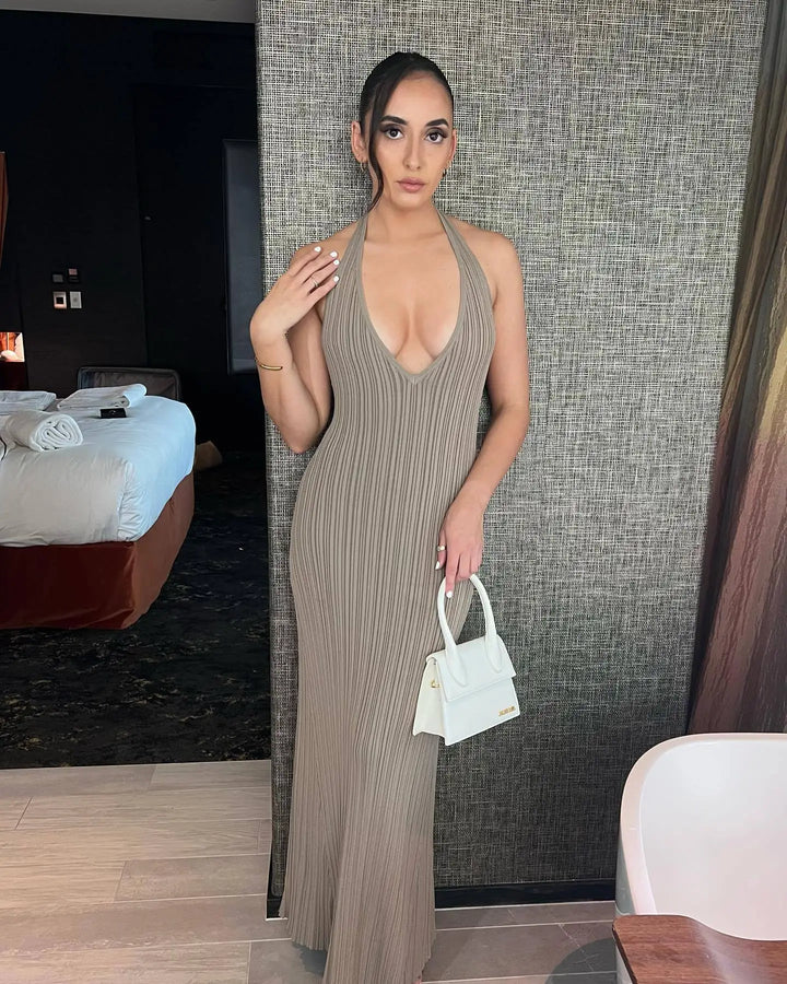 Knitted Maxi Dress with Open Back - Sol