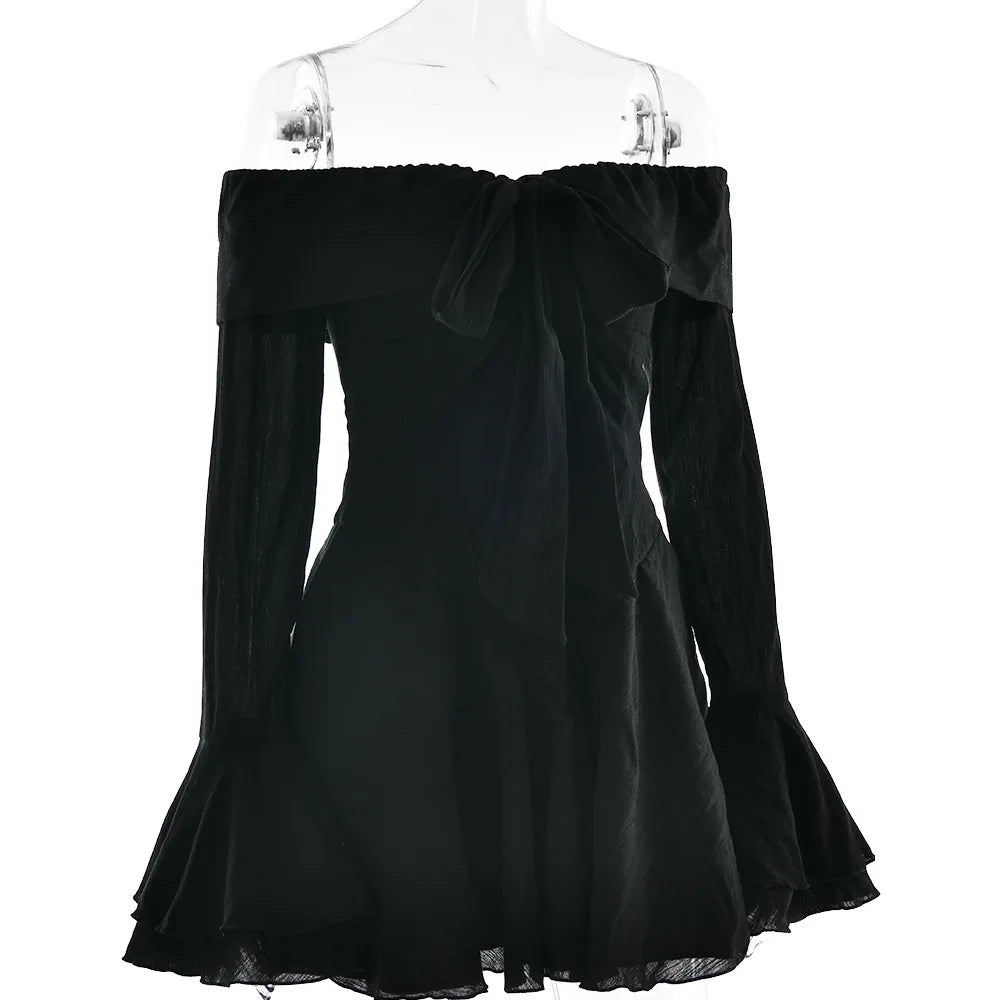 A-line Chiffon Mini Dress with Off-Shoulder - Lilyana