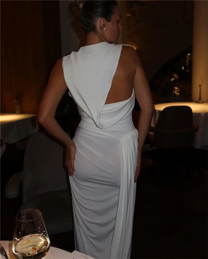 Maxi pleated dress with slit design - Aiza